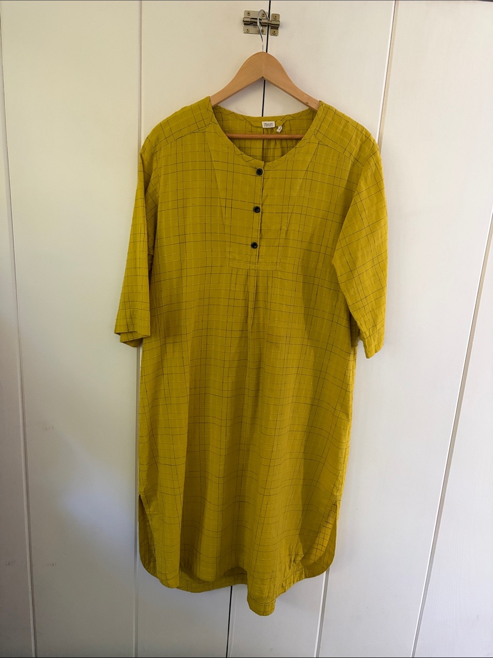 Toast UK mustard yellow kaftan midi dress size large cotton